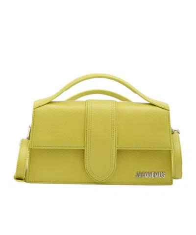 Jacquemus Bambino Top Handle Leather Tote Bag In Yellow