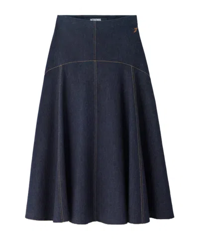 Jacquemus Flared Denim Skirt In Blue