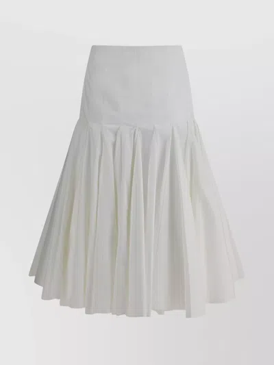 Jacquemus Flared High-waisted Midi Skirt With Distinctive Metal Loop In White