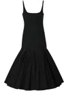Jacquemus Agave Pleated Paneled Cotton-poplin Midi Dress In Black  
