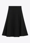 Jacquemus Flared Midi Wool Skirt In Black