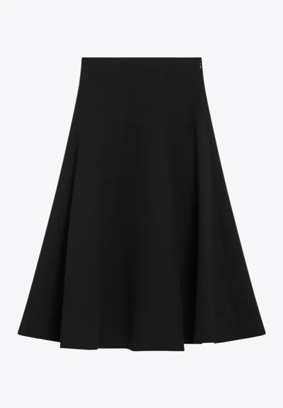 Jacquemus Flared Midi Wool Skirt In Black