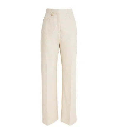 Jacquemus Flared High-waisted Tailored Trousers In Beige