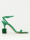 Jacquemus Sculpted Heel Leather Sandals In Grün