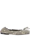 Jacquemus Snake-effect Leather Ballet Flats In Black