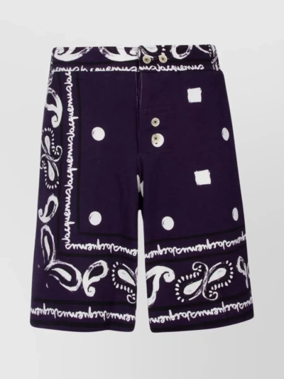 Jacquemus Flex Waist Printed Button Shorts In Purple