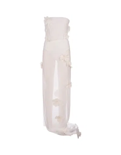 Jacquemus Floral Embroidered Asymmetrical Maxi Dress In White
