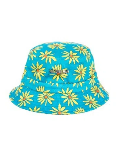 Pre-owned Jacquemus Floral Print Bucket Hat In Blue