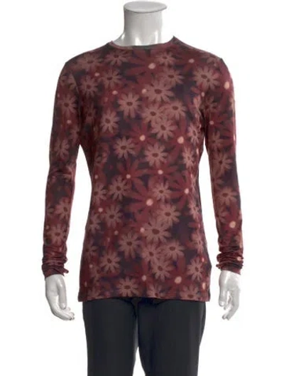 Pre-owned Jacquemus Floral Print Crew Neck Henley In Brown