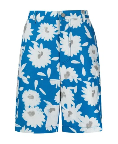 Jacquemus Floral-print Knee-length Shorts In Blue