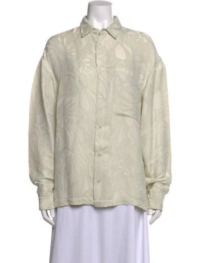 Pre-owned Jacquemus Floral Print Long Sleeve Button-up Top In Neutral