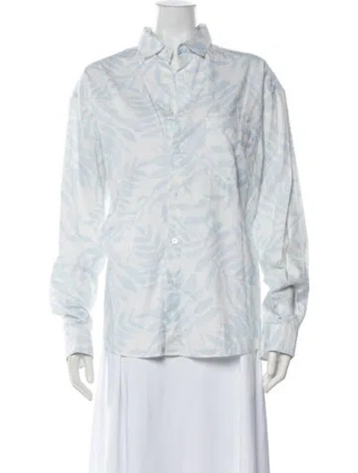 Pre-owned Jacquemus Floral Print Long Sleeve Button-up Top In White