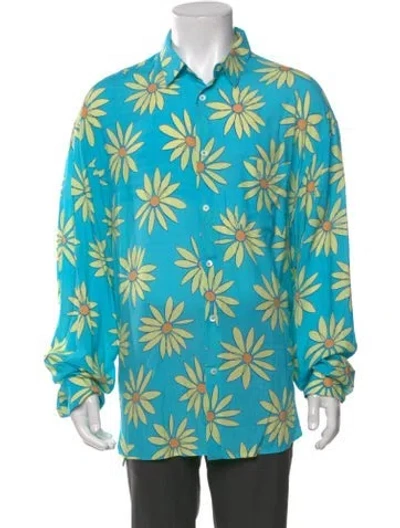 Pre-owned Jacquemus Floral Print Long Sleeve Shirt In Blue