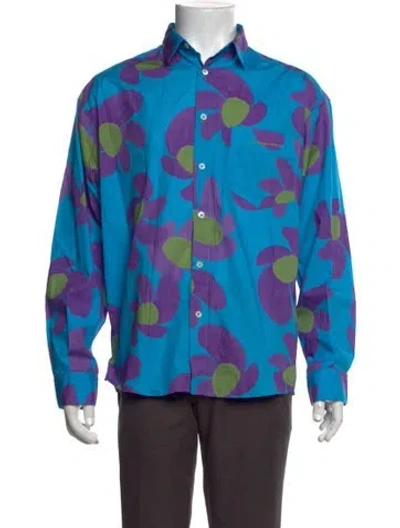 Pre-owned Jacquemus Floral Print Long Sleeve Shirt In Blue