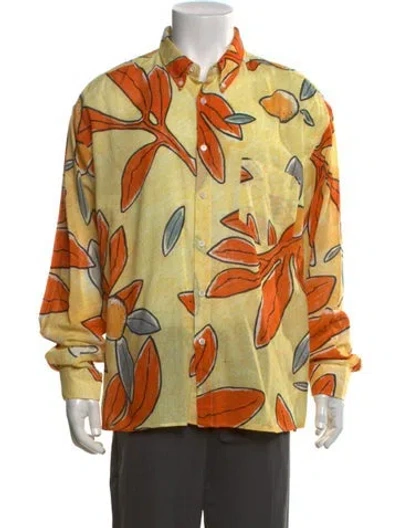 Pre-owned Jacquemus Floral Print Long Sleeve Shirt In Yellow