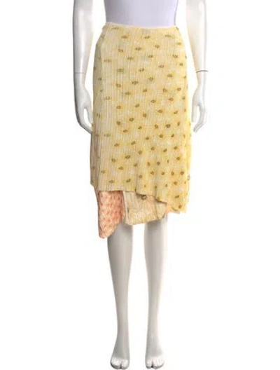 Pre-owned Jacquemus Floral Print Midi Length Skirt In Yellow
