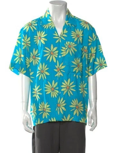 Pre-owned Jacquemus Floral Print Short Sleeve Shirt In Blue