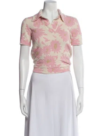 Pre-owned Jacquemus Floral Print Short Sleeve Top W/ Tags In Pink