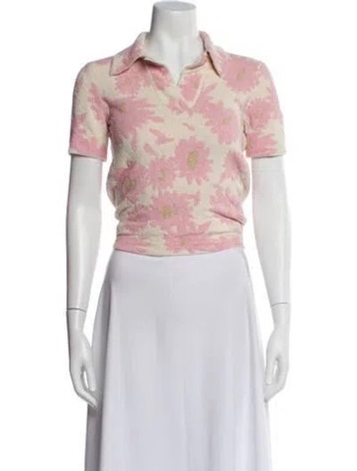 Pre-owned Jacquemus Floral Print Short Sleeve Top W/ Tags In Pink