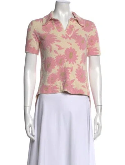 Pre-owned Jacquemus Floral Print V-neck Polo In Neutrals