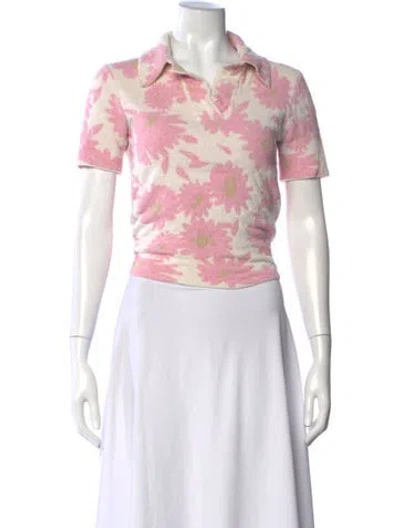 Pre-owned Jacquemus Floral Print V-neck Sweater In Pink