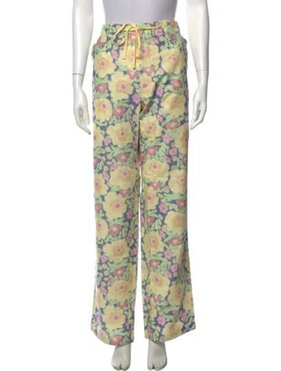Pre-owned Jacquemus Floral Print Wide Leg Pants W/ Tags In Yellow