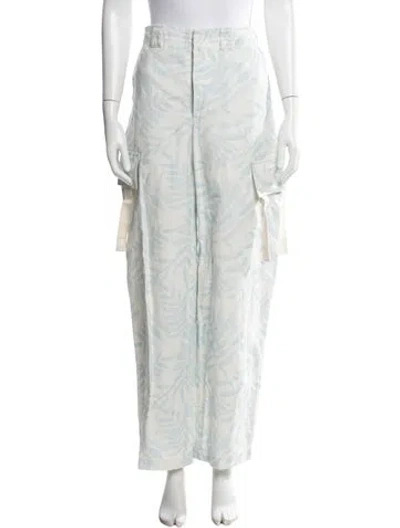 Pre-owned Jacquemus Floral Print Wide Leg Pants In White