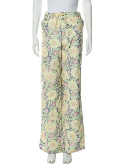 Pre-owned Jacquemus Floral Print Wide Leg Pants In Yellow