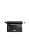 Jacquemus Rectangular Lamb Leather Clutch With Rolled Handle In Black