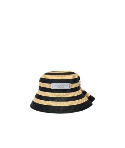 JACQUEMUS JACQUEMUS LOGO PATCH STRIPED WOVEN HAT