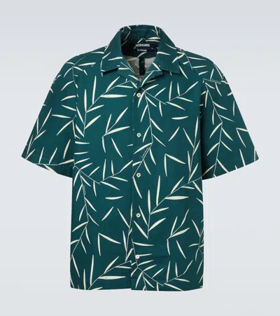 Jacquemus Fonccio Camp-collar Printed Cotton-twill Shirt In Green