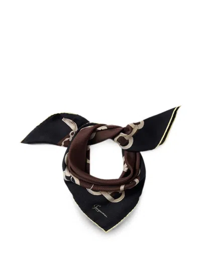 Jacquemus Foulard 100% Silk "le Foulard Pampille" In Brown