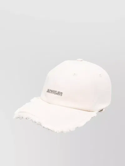 Jacquemus Frayed Edge Metal Hardware Eyelet Vents Hat In White