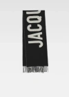 Jacquemus Logo Jacquard Fringed Edge Scarf In Black