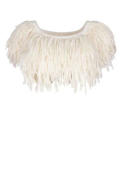 Jacquemus Fringed Cropped Top In Neutral