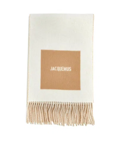 Jacquemus Fringed Knitted Scarf In Beige