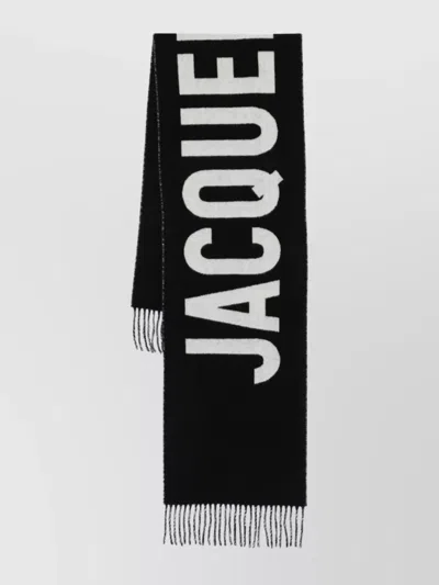 JACQUEMUS FRINGED WOOL RECTANGULAR SCARF