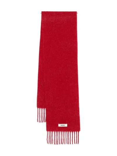 Jacquemus Fringed Wool Scarf In Red