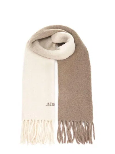 Jacquemus Fringed Wool-blend Scarf In Neutral