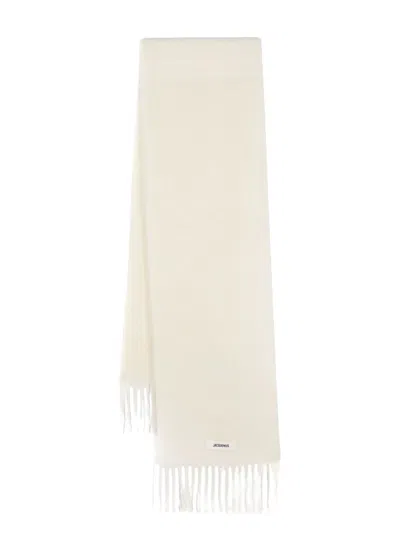 Jacquemus Fringed Wool-blend Scarf In White