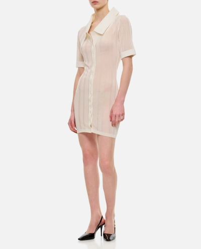 Jacquemus Front Buttoned Short Dress In White