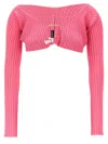 Jacquemus La Maille Pralu Cropped Cardigan In Fuchsia