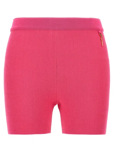JACQUEMUS FUCHSIA RIBBED CYCLE SHORTS
