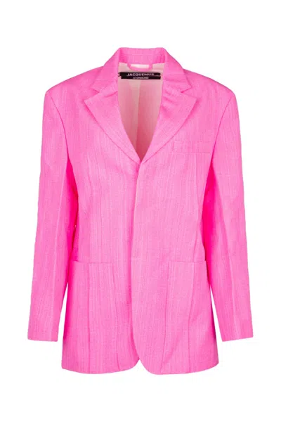 Jacquemus Woman Suit Jacket Fuchsia Size 4 Virgin Wool, Elastane In Pink