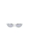 Jacquemus Curvo Cat Eye Sunglasses With Silver Lenses In White