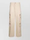 Jacquemus Functional Straight-leg Pants With Multiple Zip Pockets In Cream