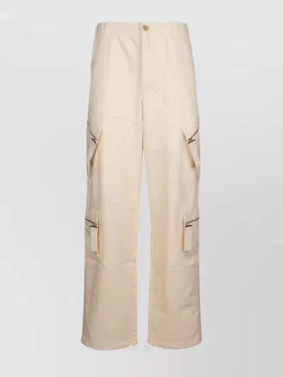 Jacquemus Functional Straight-leg Pants With Multiple Zip Pockets In Cream