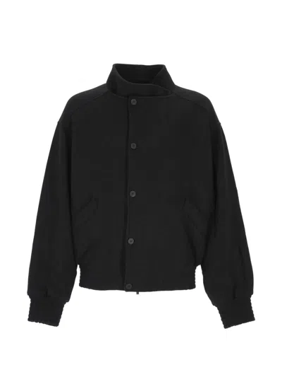 Jacquemus Funnel-neck Elasticated-trim Jacket In Black