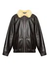 Jacquemus Bomber Jacket With Shearling Collar And Pockets In Brown