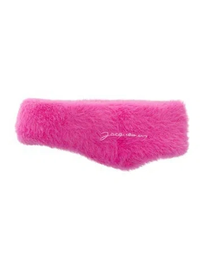 Pre-owned Jacquemus Fur Embroidered Headband W/tags In Pink